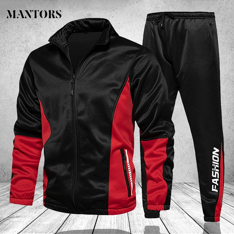 Mens Tracksuit Hoodies Men Pants Clothing-Sets Sportswear Jackets Two-Pieces-Set Zipper