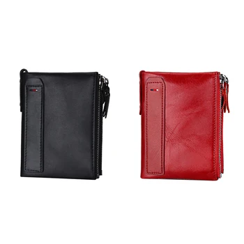 

2020 Fashion Credit Bank Card Holder Men Cowhide Leather Short Purse Card Wallet Coin Purse Billfold