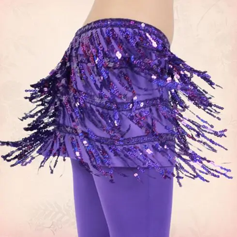 purple Дамы живота Ламба Самба танцевальная юбка аксессуары-кисточки bling ремни танец живота хип шарф с блестками пояс - Цвет: purple