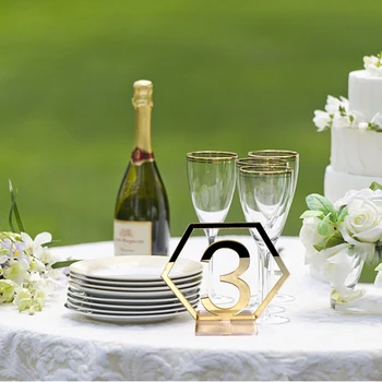 

FESTNIGHT 1-20 Signs Hexagon Wedding Table Numbers with Base Acrylic Restaurant Table Numbers for Wedding Party Decor Supplies