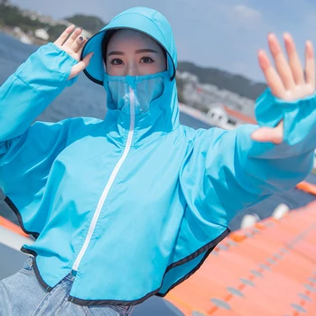 

Women UV Protection Clothing Breathable Zipper Face Protective for Summer Outdoor Cycling IK88
