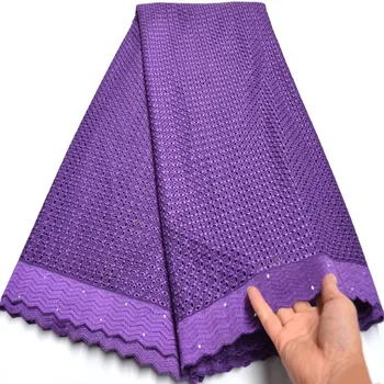 

plain purple polish cotton lace for men African voile lace Swiss fabric High quality 5 yards per piece Ki122
