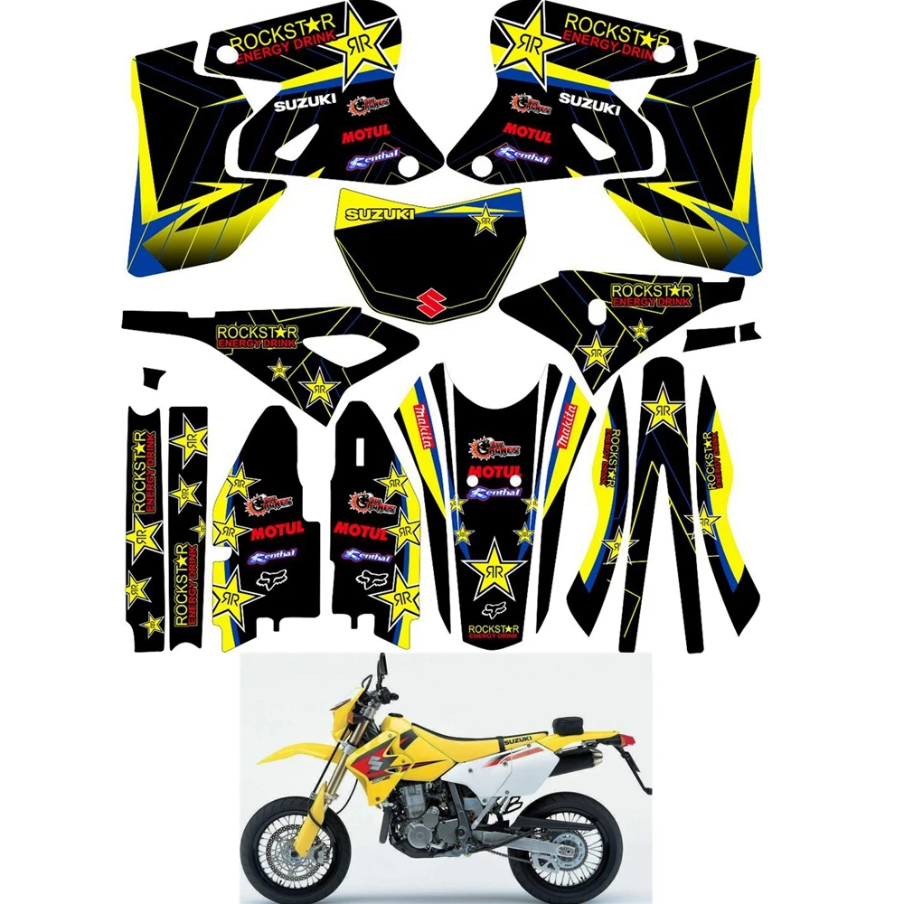 

For SUZUKI DRZ400SM Graphics Decals Stickers Custom Number Name 3M Full Motorcycle Backgrounds Stickers Accessories