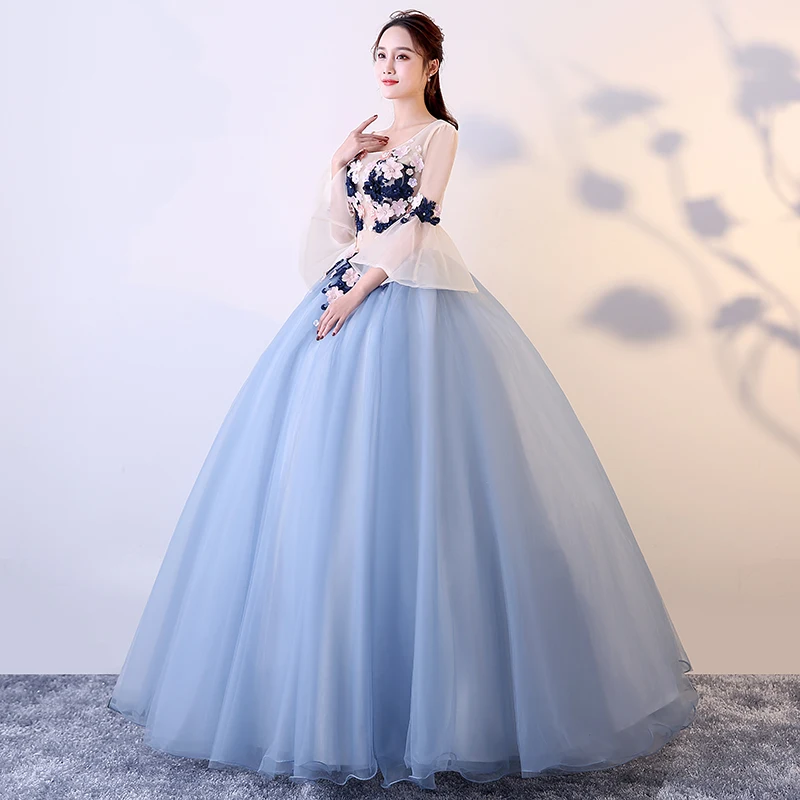 Vestidos Quinceanera 15 Anos бальные Платья пышные платья новое платье для выпускного вечера с аппликацией для вечерние платья с v-образным вырезом Vestido 0028