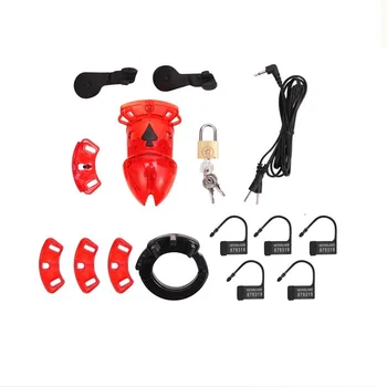 DIY Electric shock male electro plastic Chastity Device cage penis ring ball bondage remote control