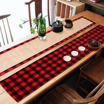 

Christmas Table Runner Tablecloth Christmas Decoration Gift Plaid Table Runners For Wedding Party Decoration
