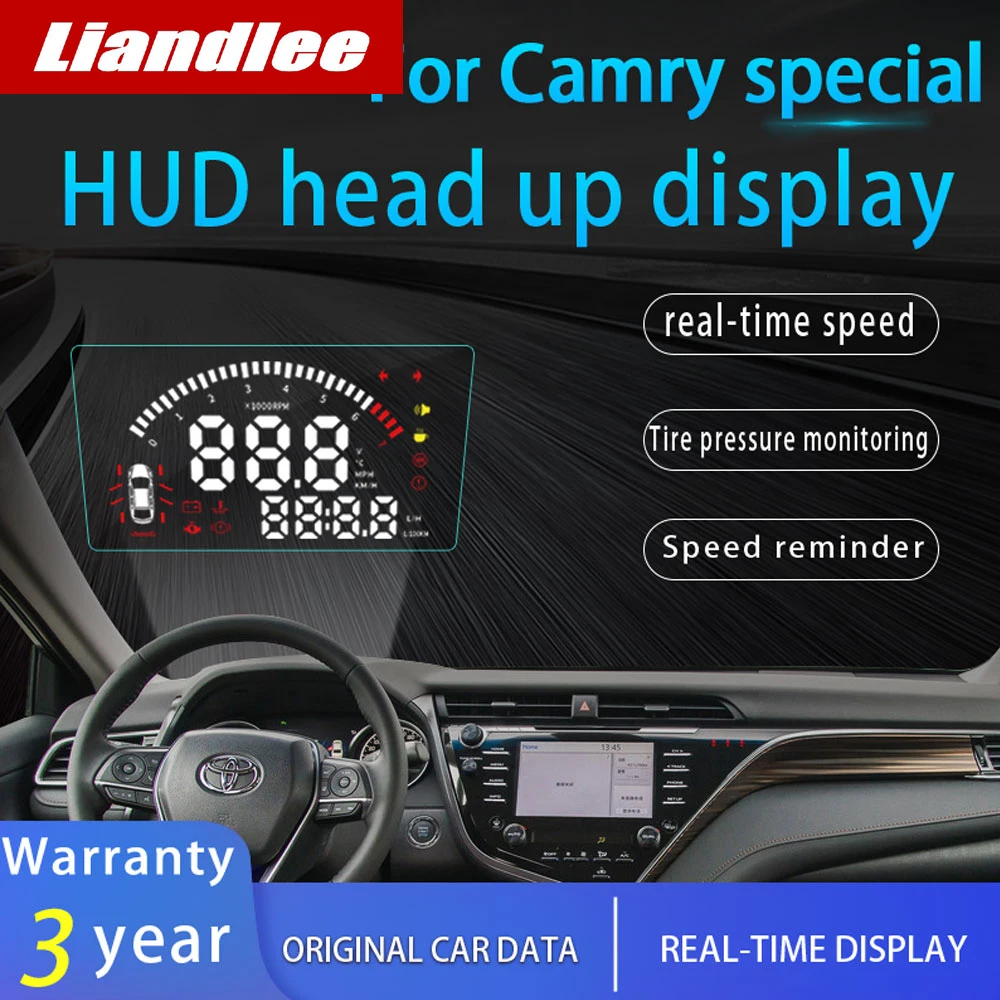 Liandlee полнофункциональный Автомобильный дисплей HUD для Toyota Camry~, безопасный экран для вождения, БД проектор данных на лобовое стекло