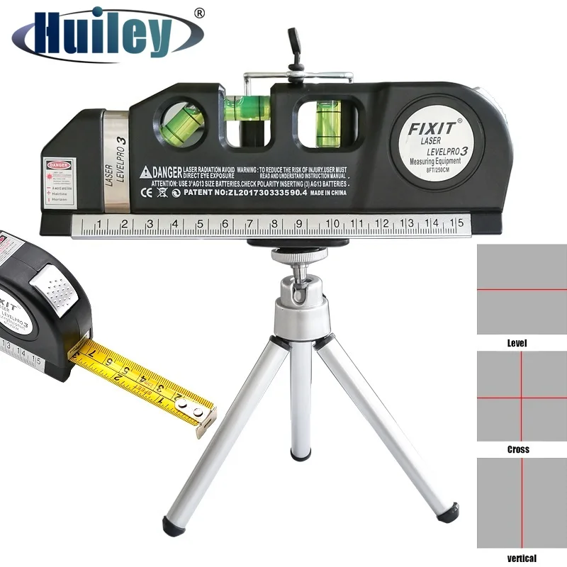 

Laser Level Horizontal Vertical Measure Line Tape Adjusted Multifunction Standard Ruler Lasers Lines Instrument Tripod Battery
