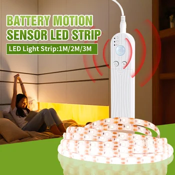LED Strip Light Indoor PIR Motion Sensor USB 5V LED lamp 1m 2m 3m LED Strip Battery SMD 2853 Flexible Tape Cabinet Backlight 1