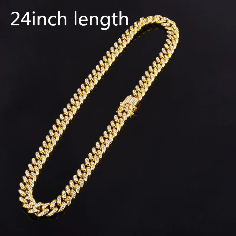 gold 24inch Горячая Распродажа, Мужская цепочка в стиле хип-хоп, со льдом, с украшением, ожерелье с камнями, CZ, кубинские цепочки, ожерелье, мужские ювелирные изделия в стиле хип-хоп - Окраска металла: gold 24inch