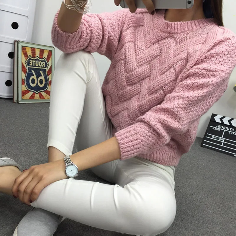 Women Sweaters Women 2019 New Solid Color Pullover Sweater Female Loose Thin Variegated Sweater Thick Coat Warm Fashion Sweater