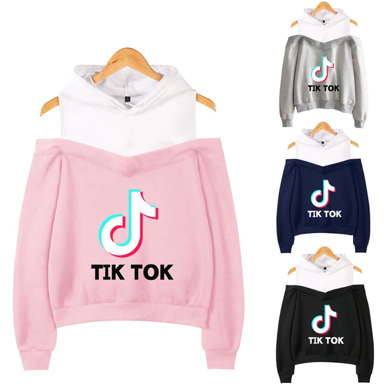 

4 Color 3D Printing XS- 2XL Women Casual Sports Sweatshirt Off-the-shoulder hooded Hip Hop Streetwear