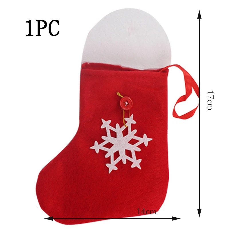 1PC 14x17cm Рождественские чулки, носки, кошка, собака, лось, Navidad, год, мешок для конфет Рождество, украшения, рождественские елки, вечерние подарочные сумки для детей - Цвет: 1PC 14x17cm