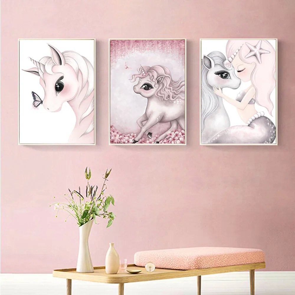 

Pink Unicorn Girl Babi Nordic Poster Painting Wall Posters And Prints Nursery Wall Painting Wall Pictures Girls Baby Room Decor