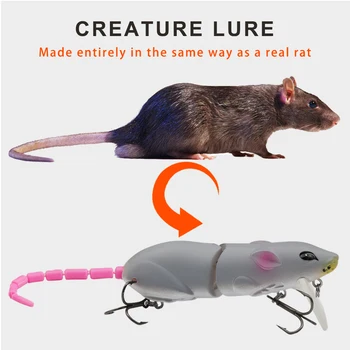 

Hunthouse mouse rat Swimbait fishing lure 135mm 17g Plastic two tails rat mouse head bait for pike fishing seabass bass lure