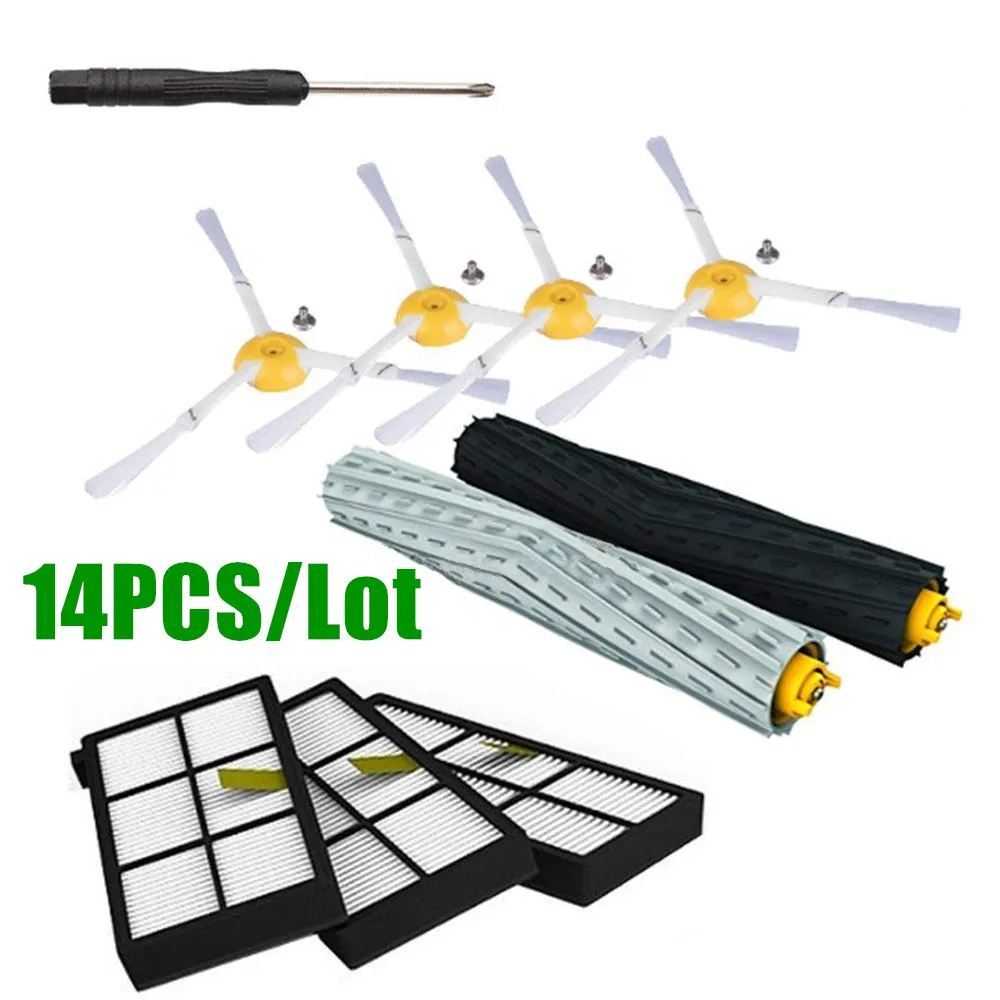 14pcs lot Replenishement комплект для iRobot Roomba 805 860 870 871 880 890 960 980 вакуумные аксессуары, Запчасти экстракторы с односторонним доступом фильтры боковым щеткам обеспечен - Цвет: 14pcs lot