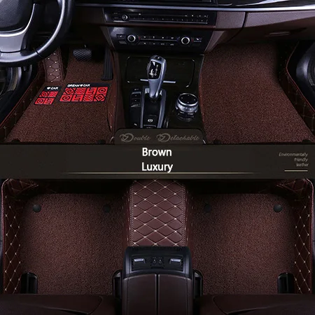 Кожаные пользовательские автомобильные коврики для Toyota Land Cruiser 100 200 Водонепроницаемые кожаные Коврики для автомобиля-Стайлинг автомобильный коврик - Название цвета: Brown  Luxury
