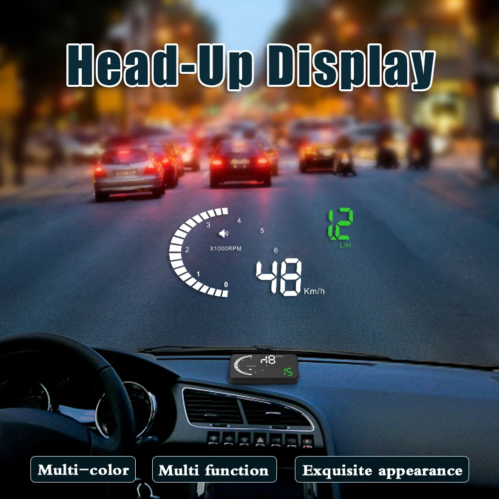 Автомобильный дисплей OBD2 HUD 3," светодиодный проектор на ветровом стекле OBD сканер скорости топлива Предупреждение сигнал тревоги данные диагностический инструмент