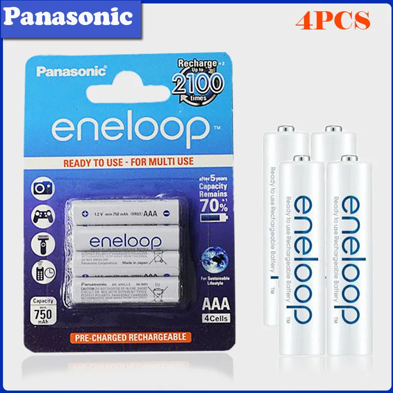 4pcs Panasonic 1,2 v AAA 800mAh перезаряжаемая батарея для камеры фонарик игрушки пульт дистанционного управления Предварительно заряженный Ni-MH аккумулятор - Цвет: 4pcs