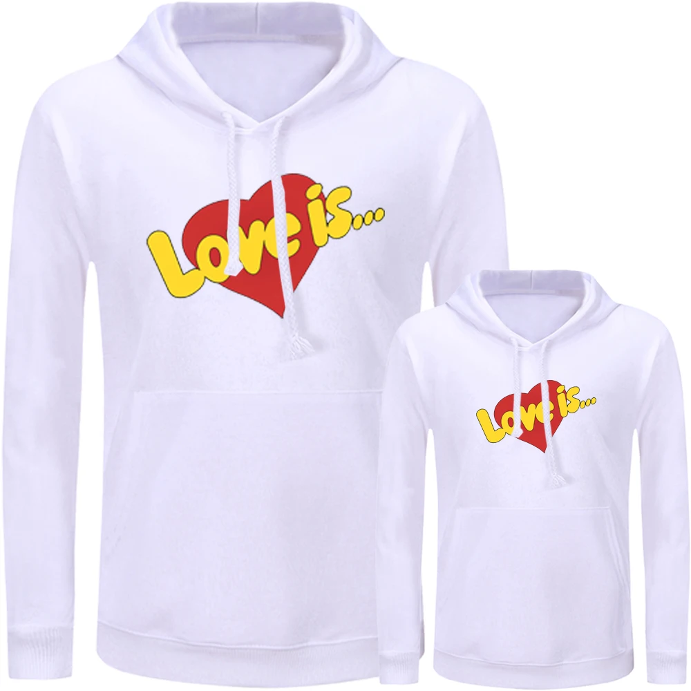 Hand Love Galaxy Space Infinity Design Matching Family Outfits Hoodies Dad Mom Daughter Son Sweatshirts Printed Pullovers Gift
