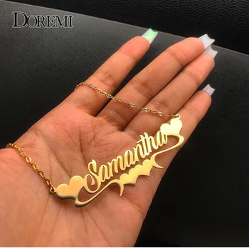 Stainless Steel Handmade Custom Name Personalized Name Necklaces for Women Jewelry Gold Filled Heart Statement Choker Bijoux