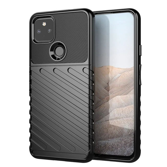 Funda para Google Pixel 7A, con protector de pantalla de vidrio templado,  absorción de impactos, cubierta protectora de fibra de carbono suave y