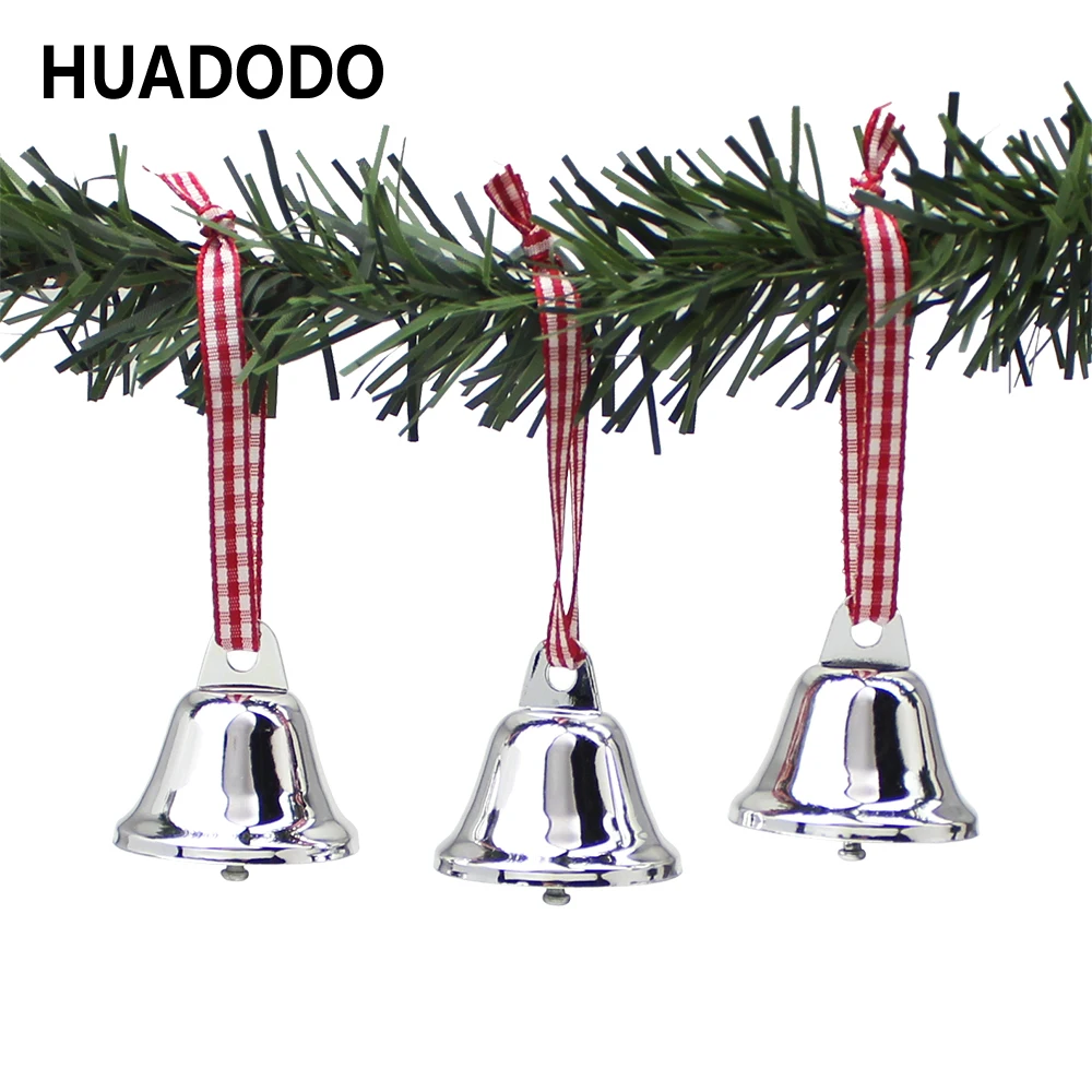 HUADODO 6 шт. Серебряные Колокольчики рождественские колокольчики Подвесные