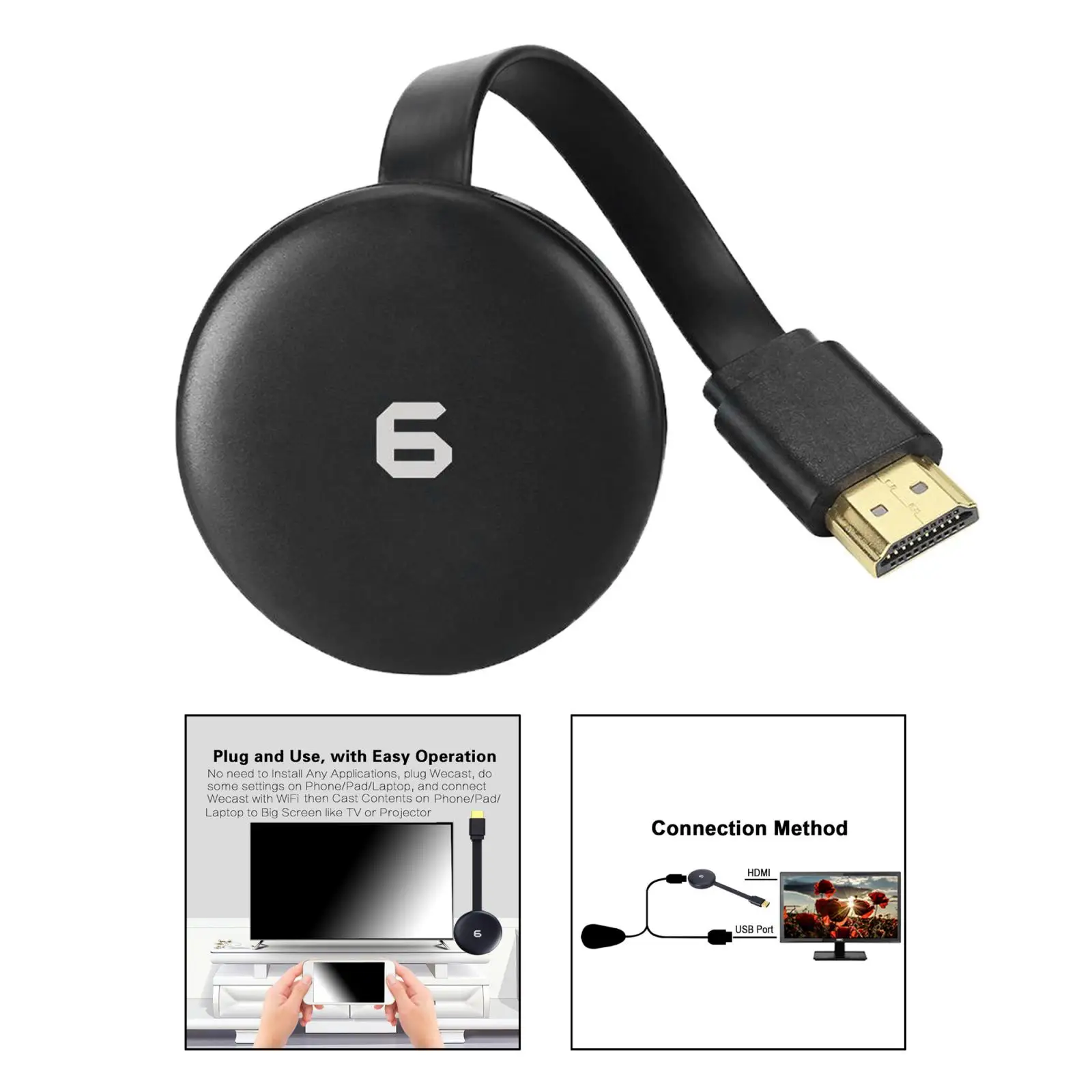 G6 TV Stick For Screencast 4K HD HDMI Media Player WiFi Display Dongle Screen Mirroring 1080P HD TV For Youtube