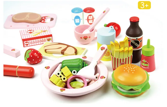 Деревянный в западном стиле Еда Afternoon tea Детская ролевая игра Кухня фрукты Еда игрушка лазерной резки двух до шести лет модный детский набор подарки подарок на год
