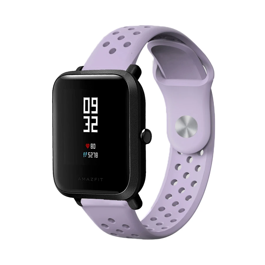 Фиолетовый 20 мм силиконовый смарт-спортивный ремешок для часов Amazfit Bip, сменный Браслет для Huami Amazfit Bip, Молодежные аксессуары, ремешок для часов - Цвет: Фиолетовый