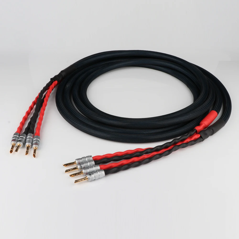 One Pair Hi End HIFI speaker cable HI-End amplifier 4N OFC with Gold plated Banana plug | Электроника