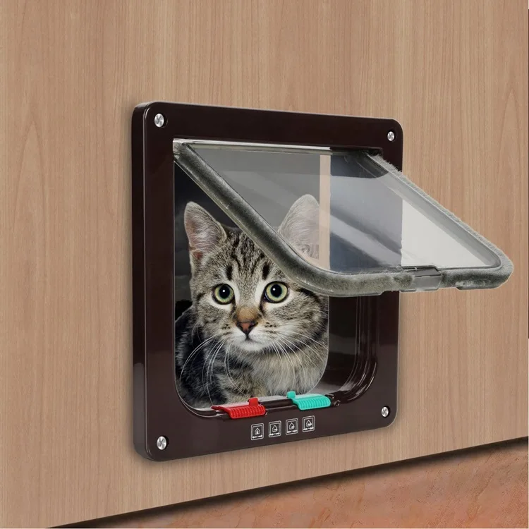 

Universal Pet Way Lockable Door Security Flap Gate Unrestrained Two-way Open Doorway Hole Cat Dog Goods Products Accessories