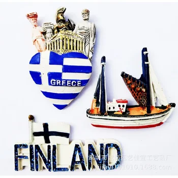 

European Travel Souvenirs Fridge Magnet Sailboat Florida Greece Flag Finland Landmark Refrigerator Magnets Sticker Country Decor
