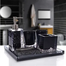 Набор аксессуаров для ванной комнаты, диспенсер для мыла из смолы, держатель для зубной щетки, стакан для полоскания, мыльница, набор из 5/6 предметов, свадебные подарки