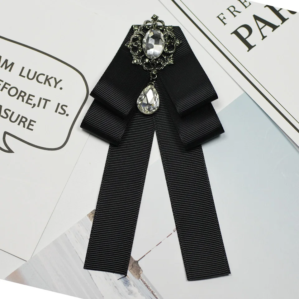 Black 2 Я-Remiel модный галстук-самовяз, с завязками, с брошкой воротник Винтаж шпильки и броши аксессуары воротника рубашки подарки для гостей Броши Для женщин - Окраска металла: Black 2