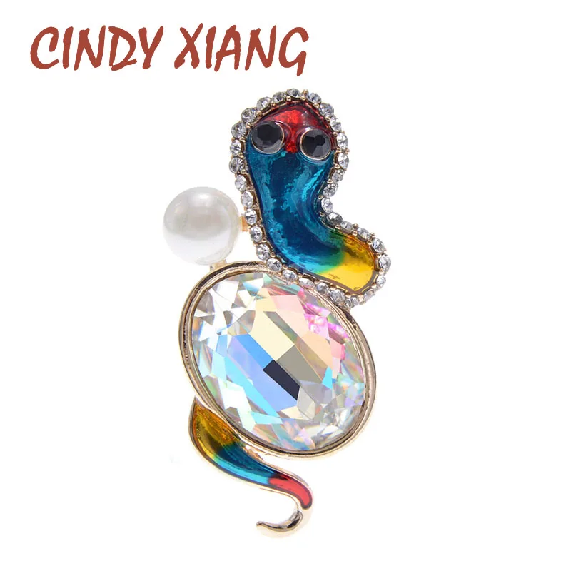 

CINDY XIANG 4 Colors Choose Crystal Snake Brooch Cute Enamel Animal Pin Fashion Jewelry Little Pin Brooches For Women Good Gift