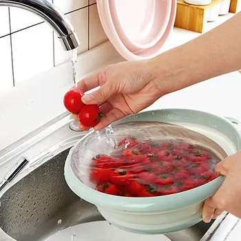 

Plastic Folding Washbasin Bucket Household Laundry Tub Travel Thickened Dish Washing Basin Portable Outdoor Camping Tool
