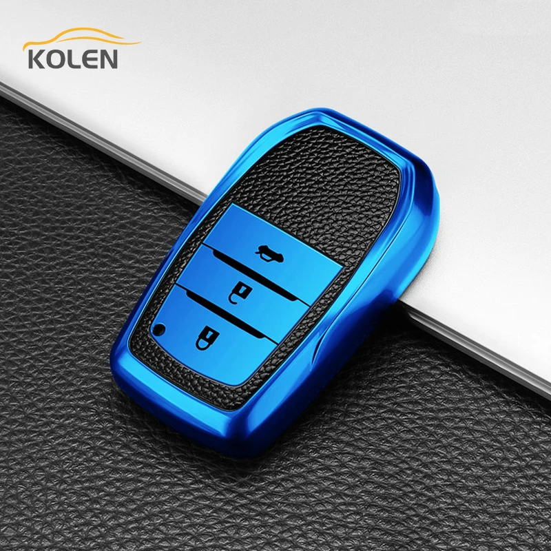 Leather TPU Car Smart Key Cover Case For Toyota Rav4 Corolla Altis Fortuner Camry Land Cruiser 200 Aygo CHR Protector Shell Fob - H2bfd8766475444b8baf41a459abac4f0Q