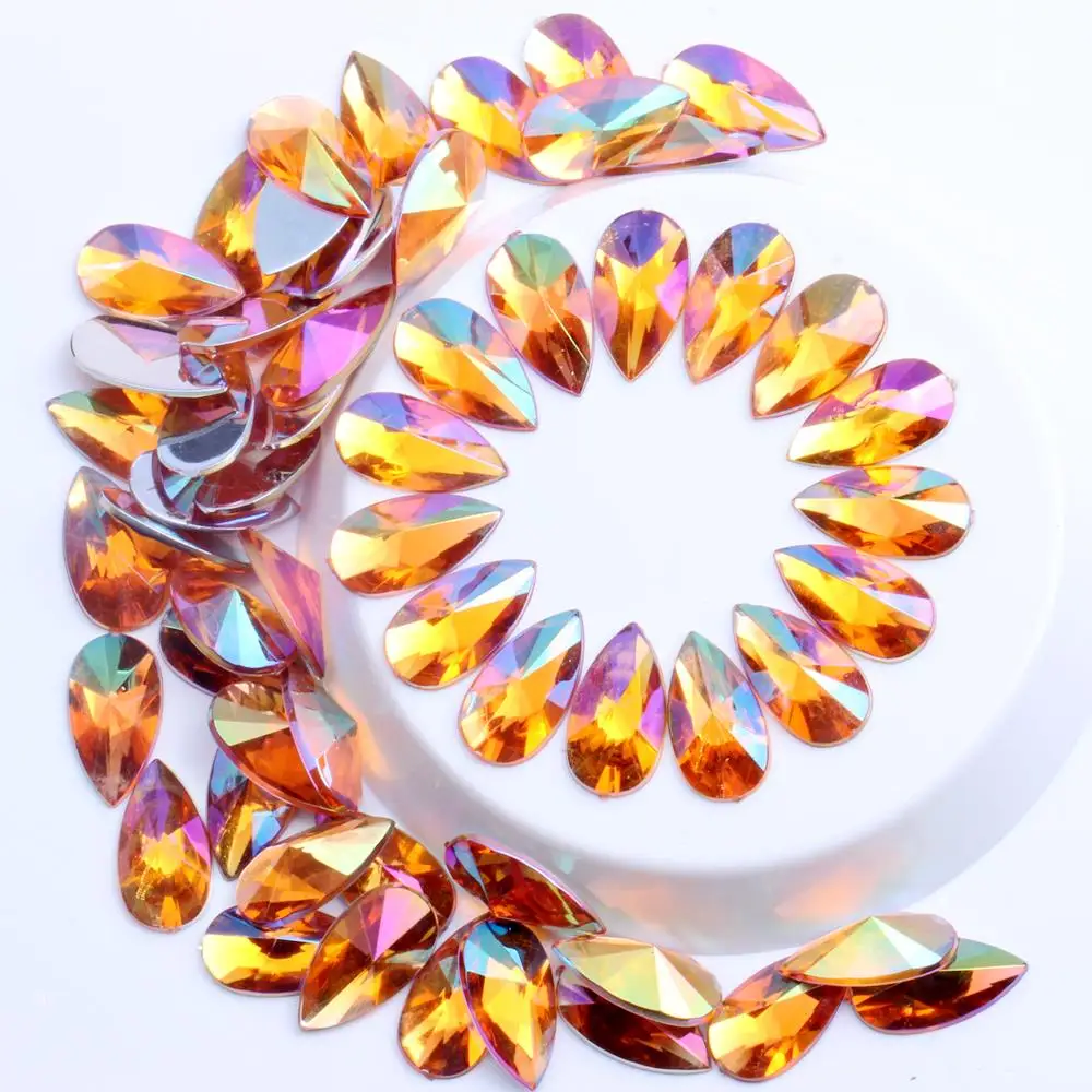 13 orange ab Акриловые Стразы DIY драгоценные камни 8x13 мм 2000 шт в форме капли с плоским основанием острый Блестящий декор для ногтей украшения - Цвет: 13 orange ab