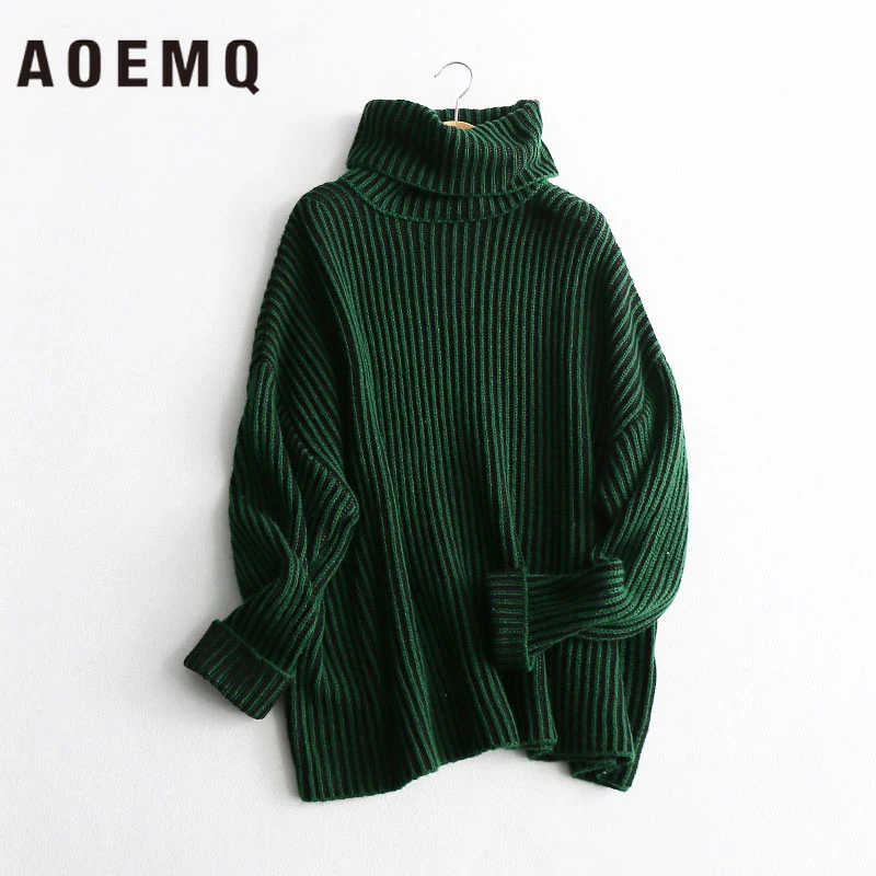 Baratos AOEMQ suéter de invierno caliente para mantener el calor alto cuello alto para proteger el cuello invierno cálido suéter de algodón suave suéter para las mujeres