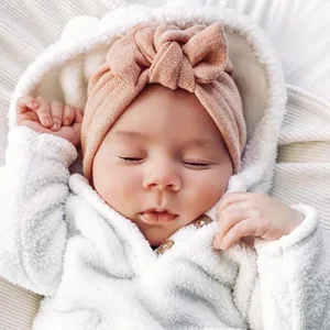 Вязаная Мягкая Шапка-бини для новорожденных бантик-ушки шапка для маленьких девочек тюрбан для младенцев мягкая эластичная шапочка для мальчиков
