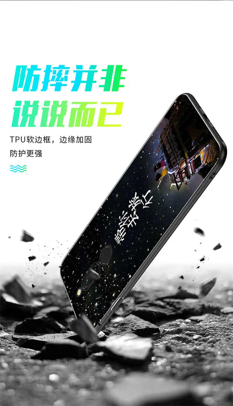 Светящийся чехол для телефона Xiaomi Redmi 8, чехол 6,22 дюйма, светящаяся задняя крышка из закаленного стекла для Xiaomi Redmi 8, силиконовый чехол