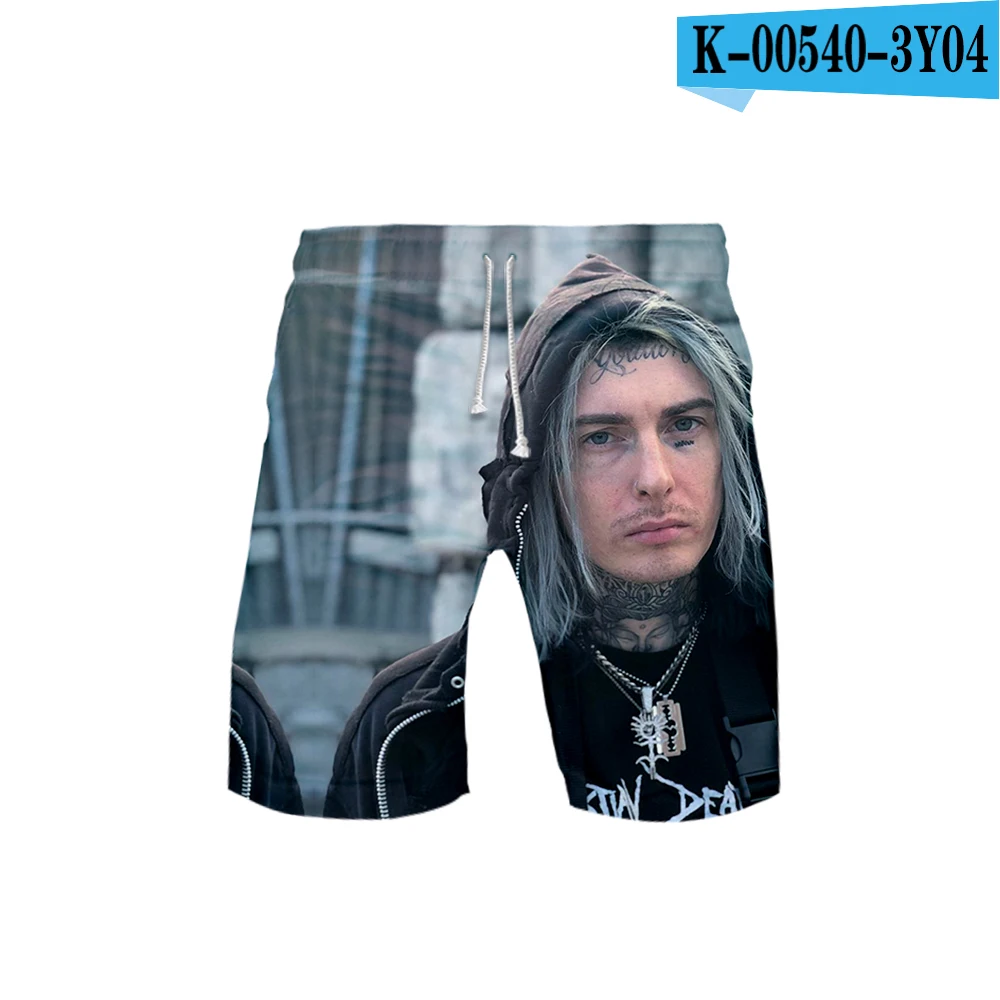 Men's 3D Ghostemane Shorts 3D Board Trunks Summer New Quick Dry Men Hip Hop Short Pants Beach Wear streetwear - Color: Dark grey