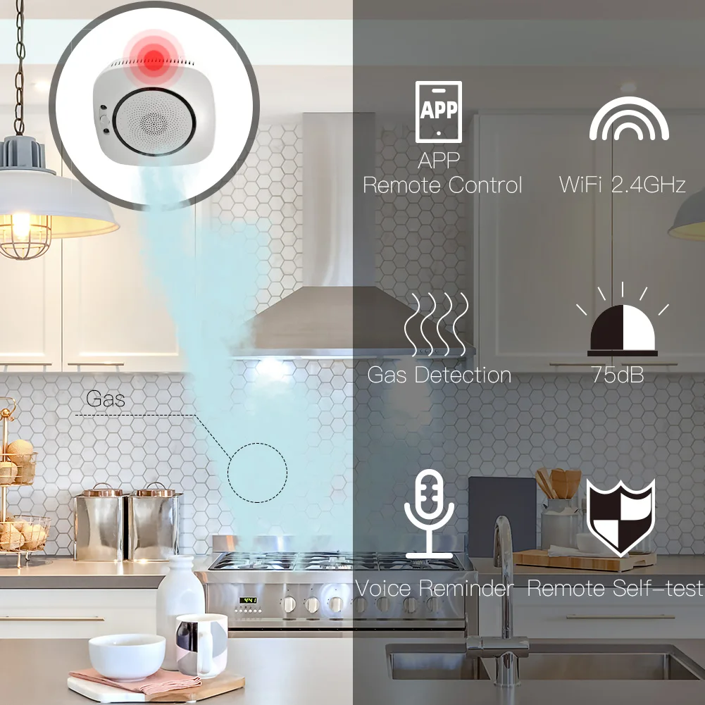 Wi-Fi умный детектор утечки газа пожарная безопасность газ горючий датчик сигнализации умный срок службы приложение Tuya управление домашняя система безопасности