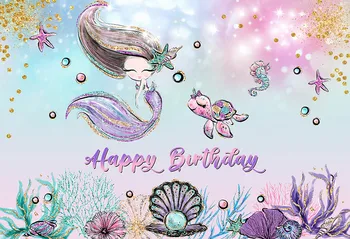 

Little Mermaid birthday party Backdrop for Photography Photo Background Studio Photo Booth Party Prom Decoration