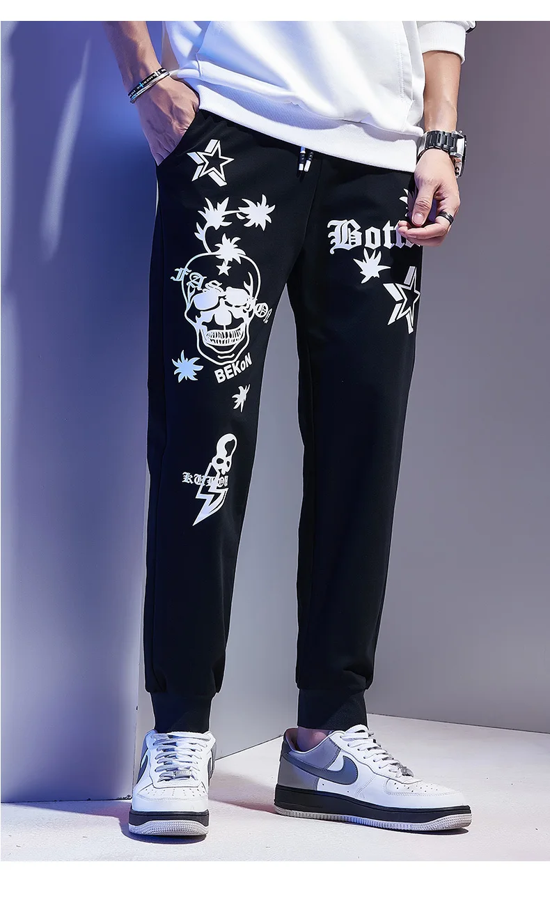 Skull Men's Trousers New Streetwear Joggers Man Tracksuit Trousers Clothing Men's Fashion Casual Pants Punk Harem Pant Men
