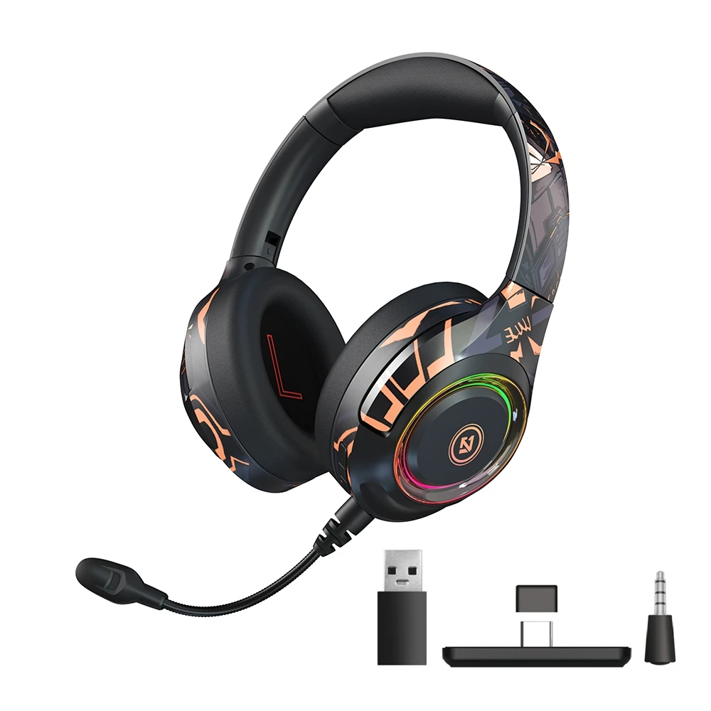 Casque Bluetooth sans fil avec micro, transmetteur PS4 Nintendo Switch,  ensembles de sauna Gamer, casque de jeu PC avec adaptateur m.com x