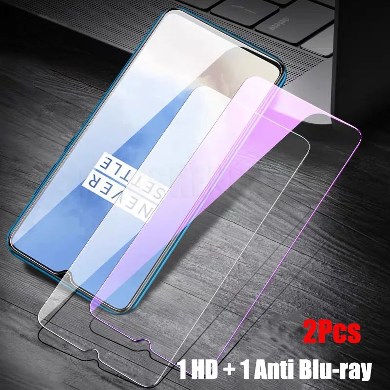 2 шт./лот защита экрана закаленное стекло для oneplus 7 7T 9H анти Blu-Ray стекло oneplus 7t one plus 7 стекло защитная пленка - Цвет: HD and Anti Blu-ray