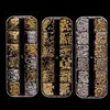 1 Boxed 12 Grids Rose Gold 3D Alloy Metal Nail Rivets Charms Nail Studs Nail Ornament Heart Star Moon Cross Nail Art Decorations 1