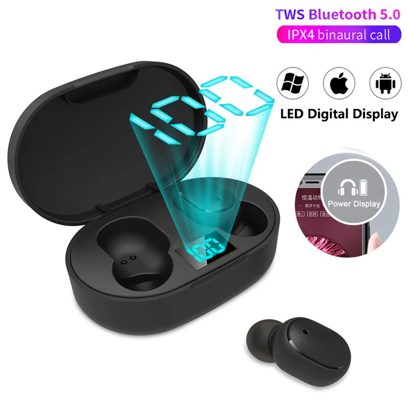 TWS Wireless Earphone Earbuds LED Digtal Display 6D Stereo HIFI Sound Bluetooth V5 0 Headsets With Mic For iPhone Huawei Samsung